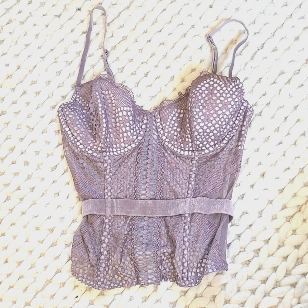 VS 34c mauve corset bustier bra top halter tank